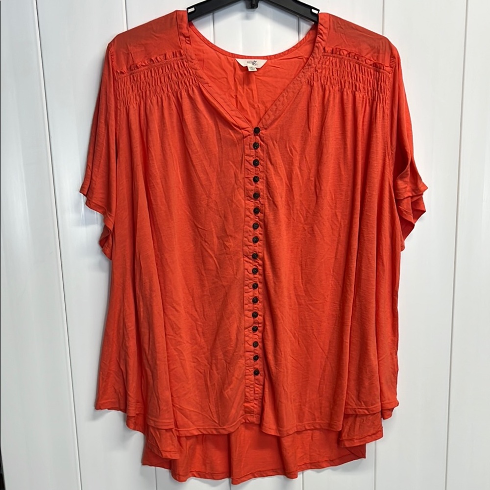 Women's Orange Button-Down Top size 5x 32W/34W